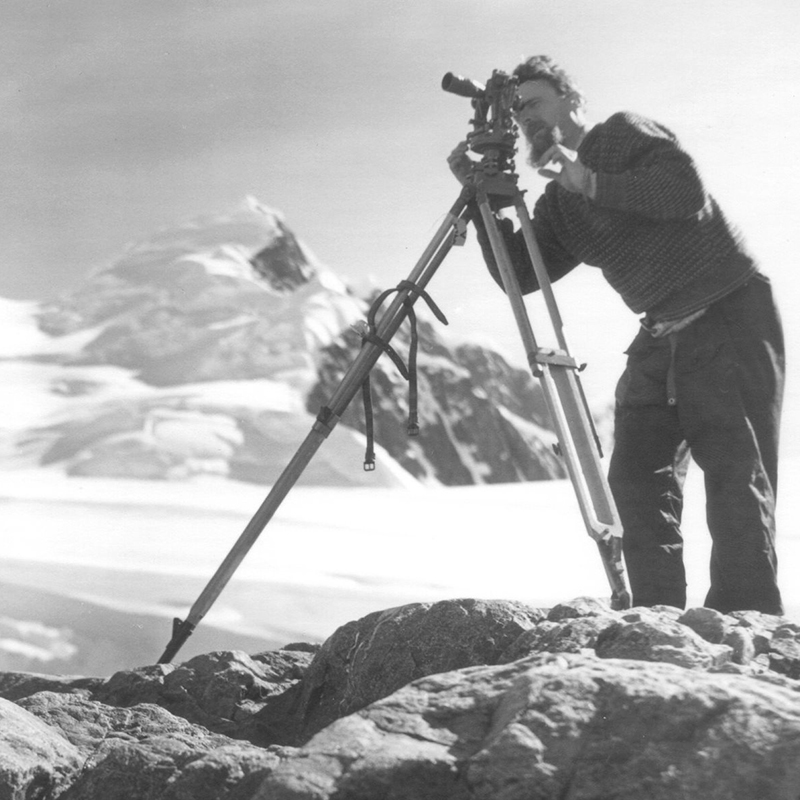 <p>Surveying being undertaken in 1957 (Credit: © Alan Carroll)</p>
